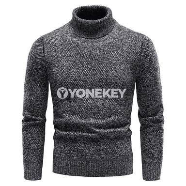 Erkekler üçin ýyly ýokary ýaka trikotaj switer, güýz-gyş üçin