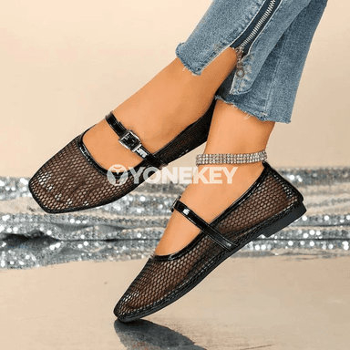 Aýallar üçin dem alýan setkaly açyk barmakly tekiz sandal