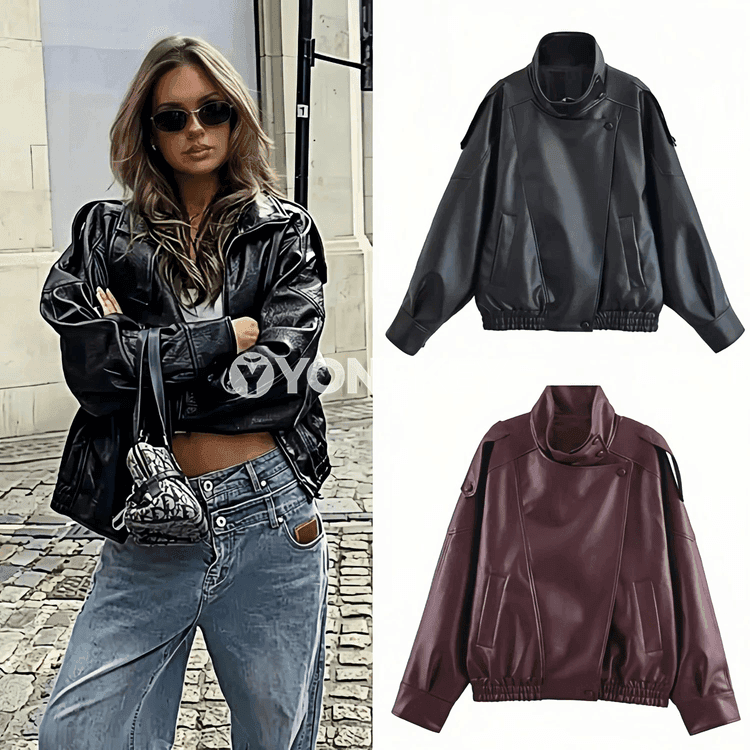 Gysga oversized bomber zenan penjek – zipli gündelik stil