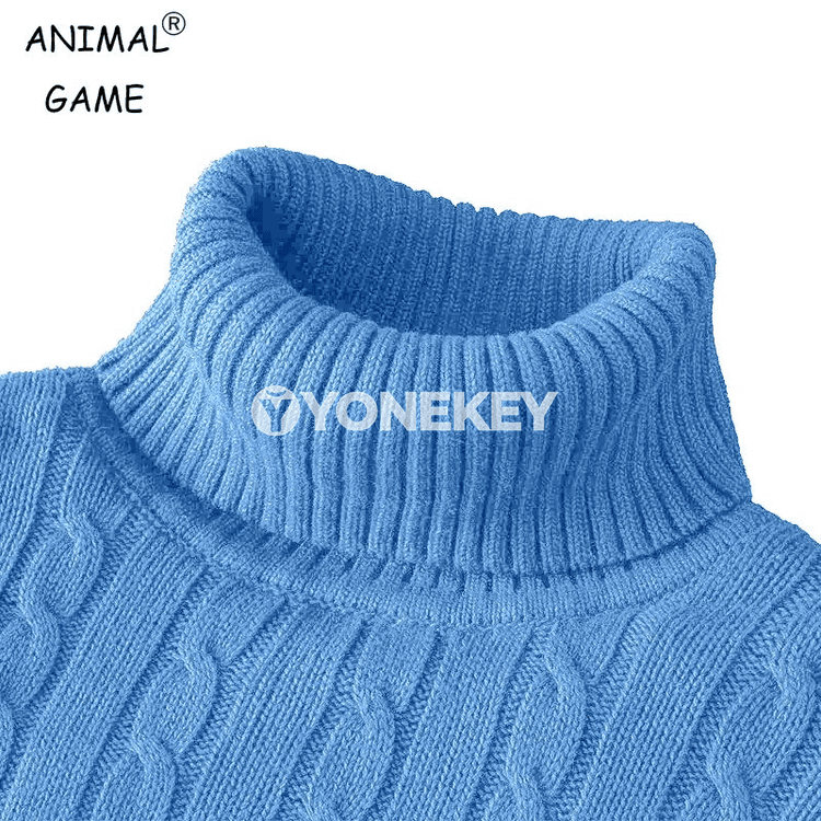 Erkekler üçin ýyly boýunly örme switer, dar kesim, güýz-gyş