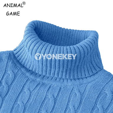 Erkekler üçin ýyly boýunly örme switer, dar kesim, güýz-gyş