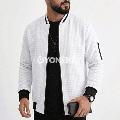 Erkekler üçin ýeňil kapýuşonly zipli güýzki jaket