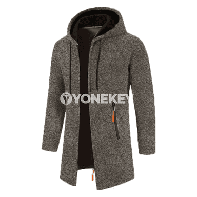 Erkekler üçin ýyly kapýuşonly zipli futbolka-kurtka, oversize