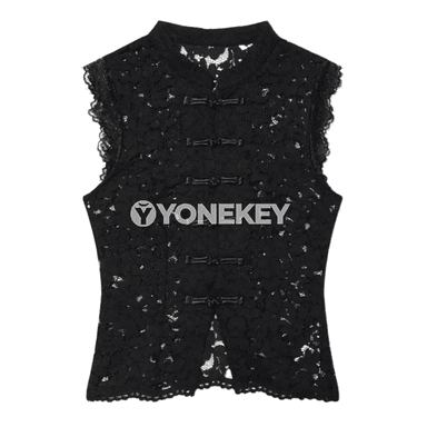Zenanlar üçin ýeňsiz dantelli slim top, ýazky gündelik stil