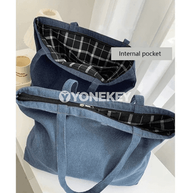 Aýallar üçin denim egin-sumka, giň göwrümli, şäher we söwda üçin