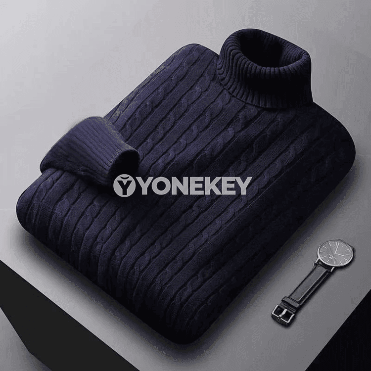 Erkekler üçin gyş ýyly trikotaž turtlenek switer, galyň pulower