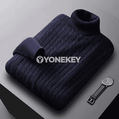Erkekler üçin gyş ýyly trikotaž turtlenek switer, galyň pulower