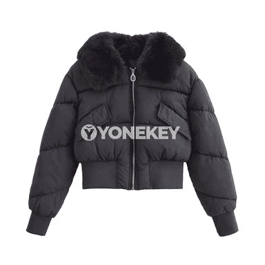 Zenanlar üçin ýyly gysga parka penjek, aýrylýan ýakaly