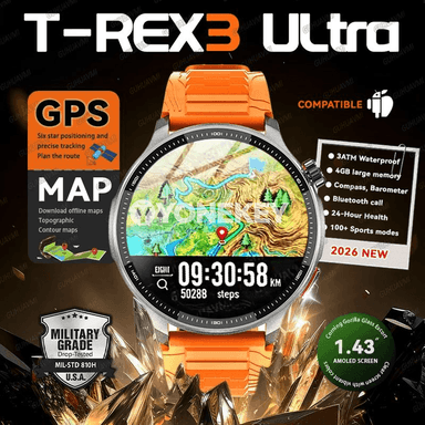 T-Rex3 Ultra akylly sagat, 4GB ýat, GPS, AMOLED, 3ATM
