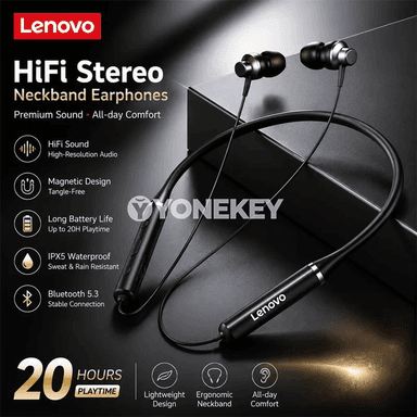 Lenovo HE05X simsiz Bluetooth qulaklyklar, sport üçin