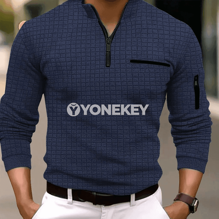 Erkekler üçin täze checker polo köýnek, ýeňi uzyn sport stili