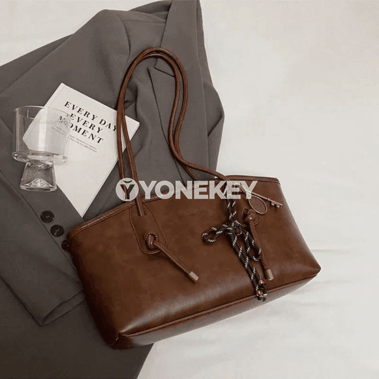 Zenanlar üçin PU deri egin sumkasy, retro görnüşli gündelik tote