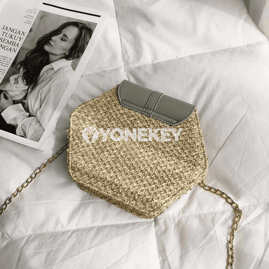 Aýallar üçin hexagon boho otly sumka, elde dokalan tomus modeli