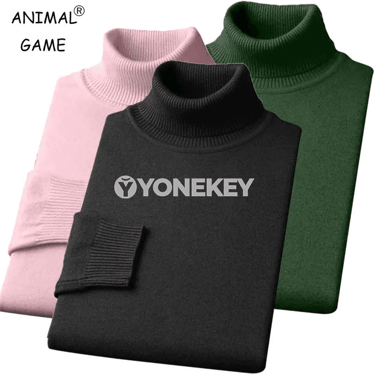 Erkekler üçin ýyly turtleneck trikotaj switer, güýz-gyş üçin