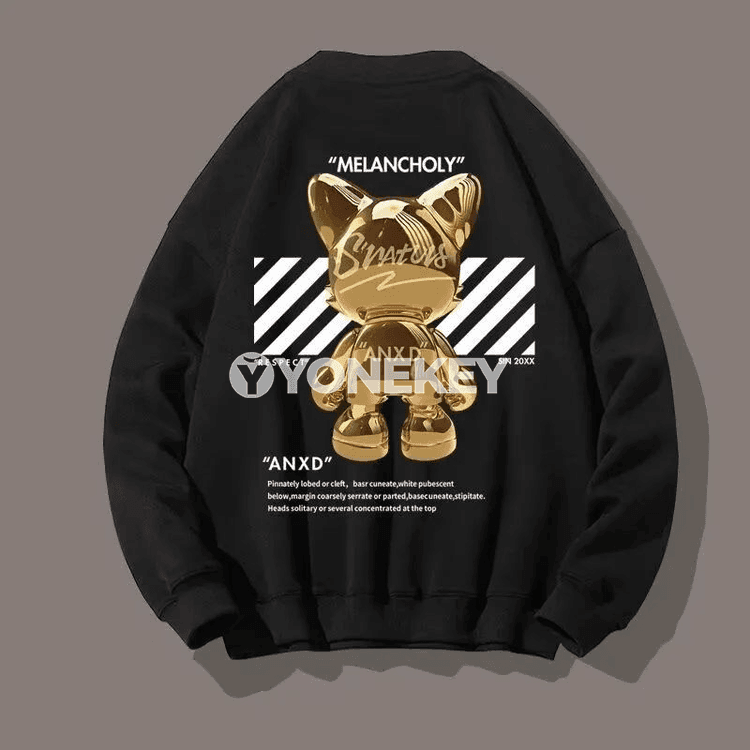 Erkekler üçin nagyşly giň kesimli sweatshirt, M–8XL