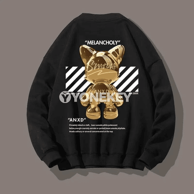Erkekler üçin nagyşly giň kesimli sweatshirt, M–8XL