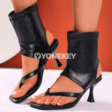Zenanlar üçin ýokary ökjeli stiletto sandallar, inçe burunly