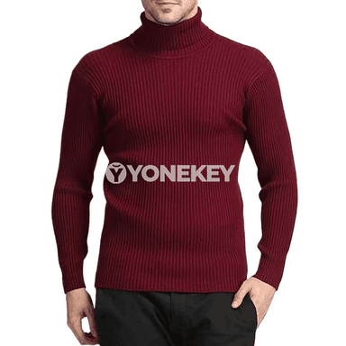 Erkekler üçin ýyly boýunguşly, zolakly triko switer