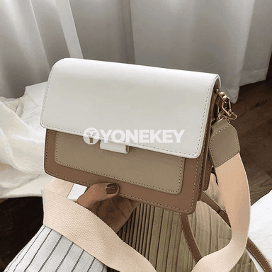 Aýallar üçin kontrast reňkli deri egin sumkasy, çapraz asylýan model