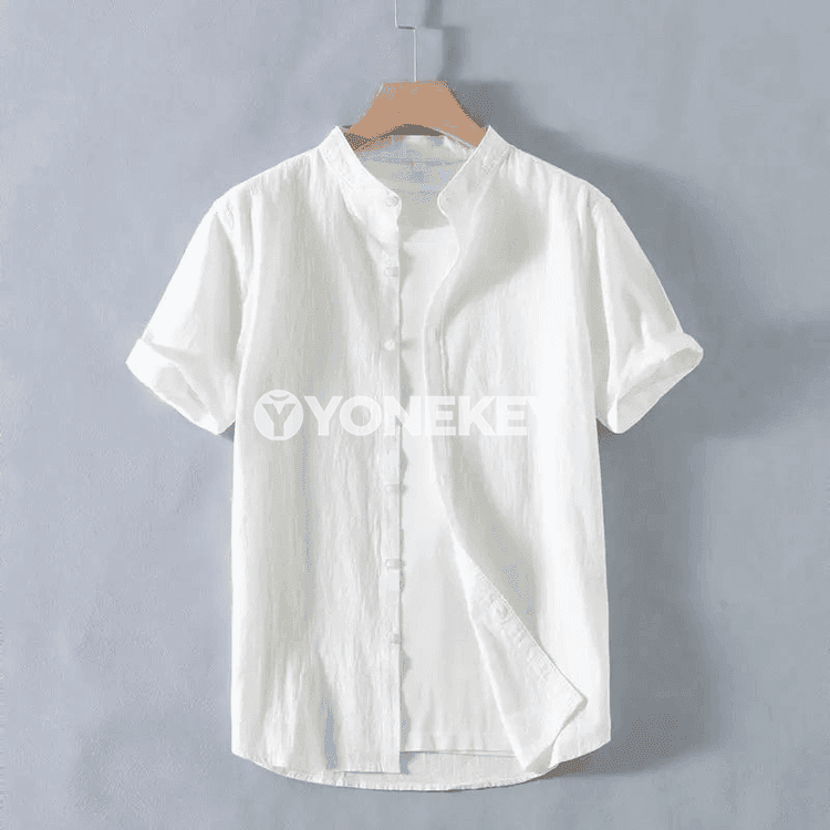 Erkekleriň zygyr-pambyk ýeňil tomus köýnegi, retro stil