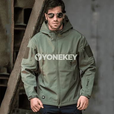 Erkekler üçin kapýuşonly ýyly fleece kurtka, köp jübili