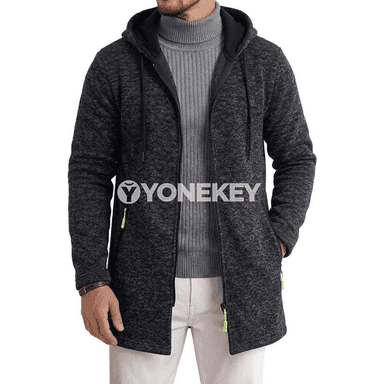 Erkekler üçin ýyly zipli kapüşonly hoodie jaket