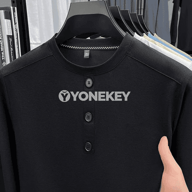 Erkekler üçin uzyn ýeňli Henley boýun lyža ýeňil köýnek