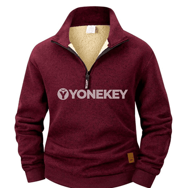 Gyş üçin ýyly fleece erkek pulower, ýarym zipli, ýokary boýunly
