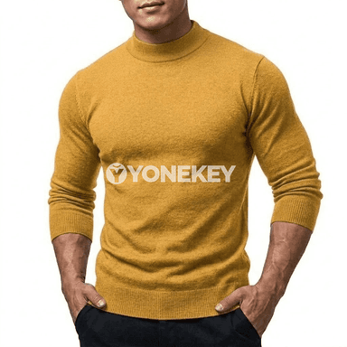 Erkekler üçin güýz köýnegi, boýnu ýokary, uzyn ýeňli, ýyly pullover
