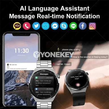 Erkekler üçin akylly sagat, AMOLED ekran, Bluetooth jaň, GPS, NFC