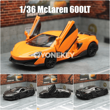 McLaren 600LT 1:36 metal model awtoulag, çekmeli, çagalar üçin