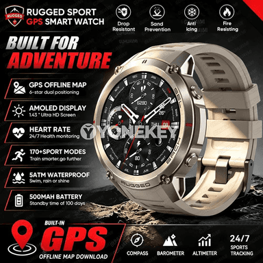 GUHUAVMI GPS akylly sagat, 5ATM, 1.43″ AMOLED, Bluetooth jaň