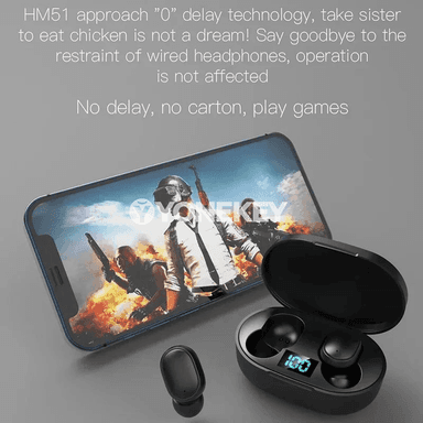 E6S Air Pro simsiz Bluetooth nauşnikler, LED displeý, mikrofonly