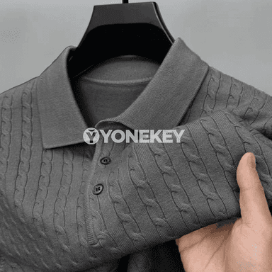Erkekler üçin düwmejikli ýyly trigota switer, güýz-gyş üçin