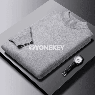 Erkekler üçin ýyladyş uzyn ýeňli switer, ýarym boýly, gündelik stil