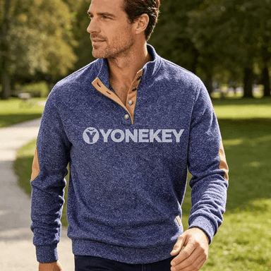 Erkekler üçin vintage Henley zipli ýyly köýnek, tizlikli ýeňlikli