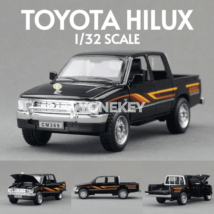 Toyota Hilux 1:32 metal model pikap, ses we yşykly kolleksiýa awtoulagy