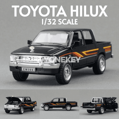 Toyota Hilux 1:32 metal model pikap, ses we yşykly kolleksiýa awtoulagy