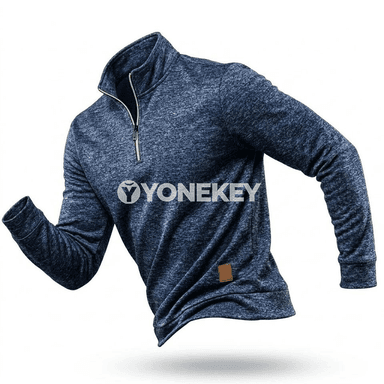 Erkekler üçin ýeňil ýarym zipli ýyly sweatshirt, gyş üçin