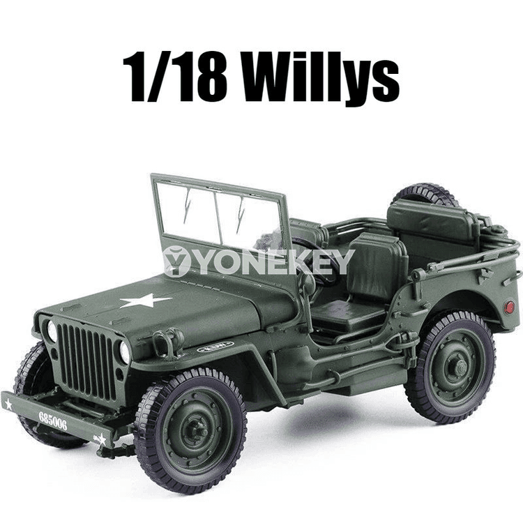 1:18 Willys harby ulag modeli, metal, ýaşyl, kolleksiýa üçin