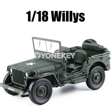 1:18 Willys harby ulag modeli, metal, ýaşyl, kolleksiýa üçin