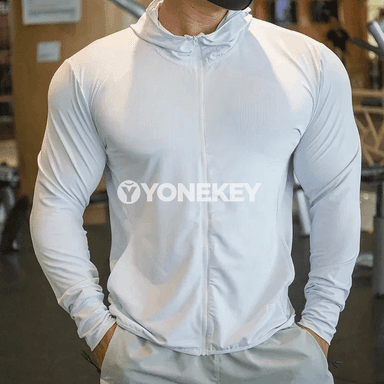Erkekler üçin ýeňil sport hudi, fermuarly, uzyn ýeňli