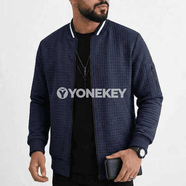 Erkekler üçin ýeňil kapýuşonly zipli güýzki jaket