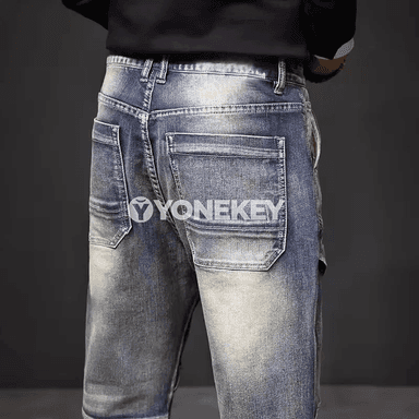 Erkekler üçin giň kesimli vintage jinsy balak, köp jübili