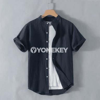 Erkekleriň zygyr-pambyk ýeňil tomus köýnegi, retro stil