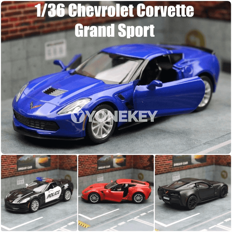 1:36 Chevrolet Corvette Grand Sport C7 metal modeli, kolleksiýa üçin