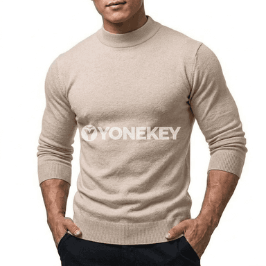 Erkekler üçin güýz köýnegi, boýnu ýokary, uzyn ýeňli, ýyly pullover