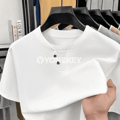 Erkekler üçin iki düwmeli Henley köýnek, ýeňil we amatly