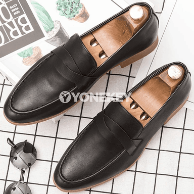 Erkekler üçin klassik deri loafers, ofis we resmi ýagdaýlar üçin