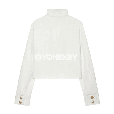 Zenanlar üçin öňi iki düwmeli dik ýakaly döwrebap blazer